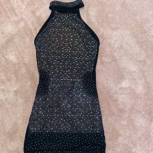 black sparkly halter dress